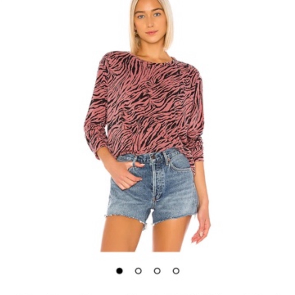 *SUNDRY* Zebra Crop Blouson Sweatshirt in Coral